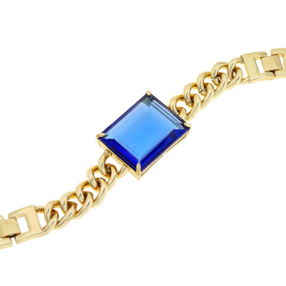 Elegant Heidi Daus Gold Bracelet Lg Blue Crystal HOT ROCKS